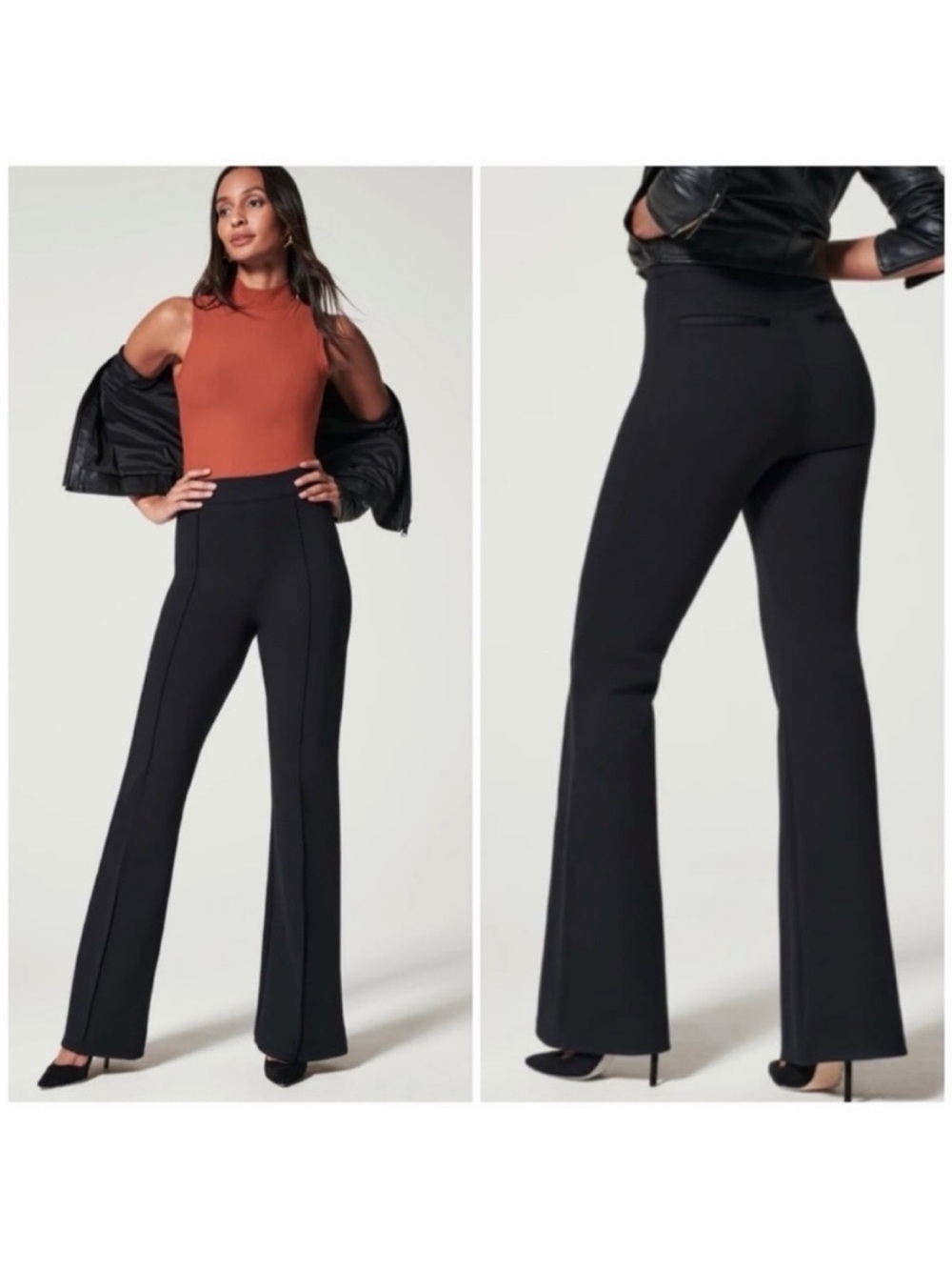 SPANX The Perfect Pant, Hi-Rise Flare in Classic Black Size Medium Tall